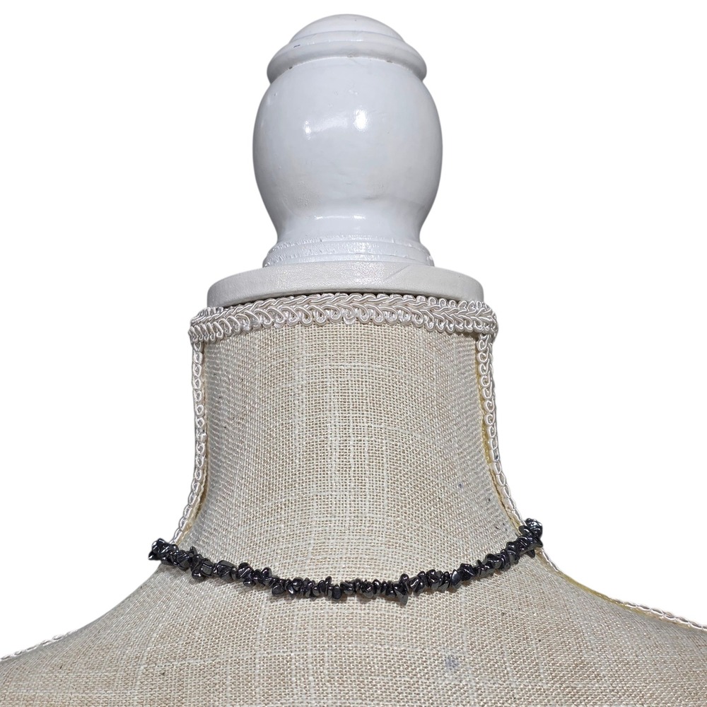 Hematite Chip Necklace - Natural‎ Stone, Healing Crystal, Minimalist Jewelry